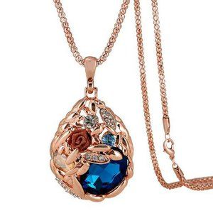 Rose Gold Crystal Pendant Chain Necklace Surprise